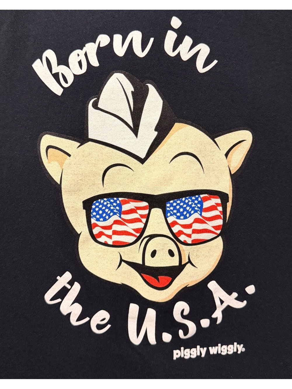 Vintage Style Piggly Wiggly "Born in the U.S.A." Graphic T-Shirt - Black, Large - Picture 3 of 6